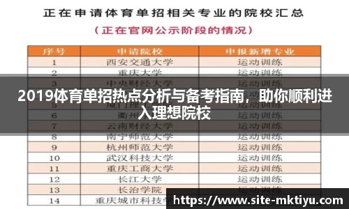2019体育单招热点分析与备考指南，助你顺利进入理想院校